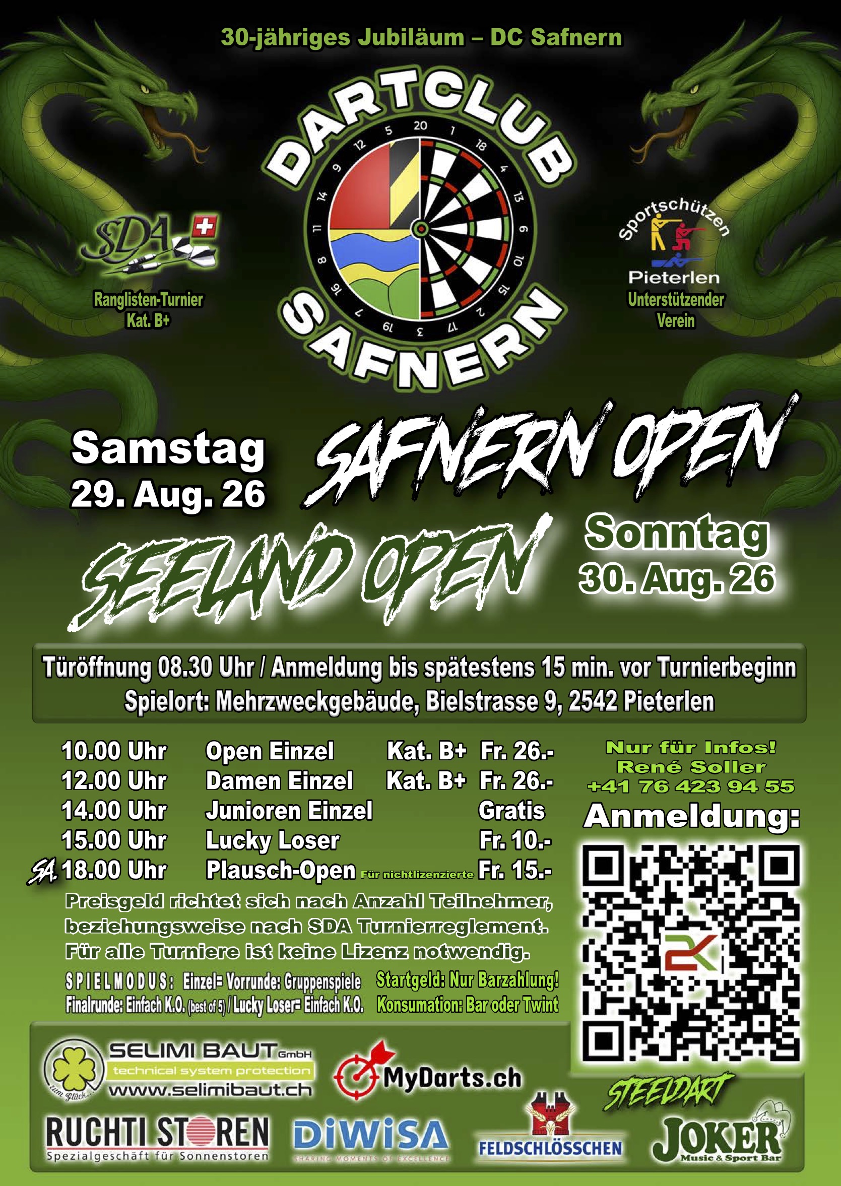 Flyer Safnern Open und Seeland Open 2026
